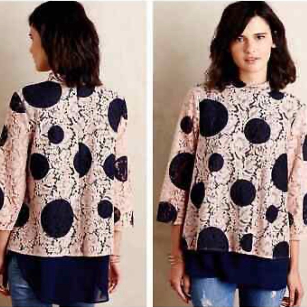 Anthropologie HD in Paris Rochelle Polka Dot Lace Blouse